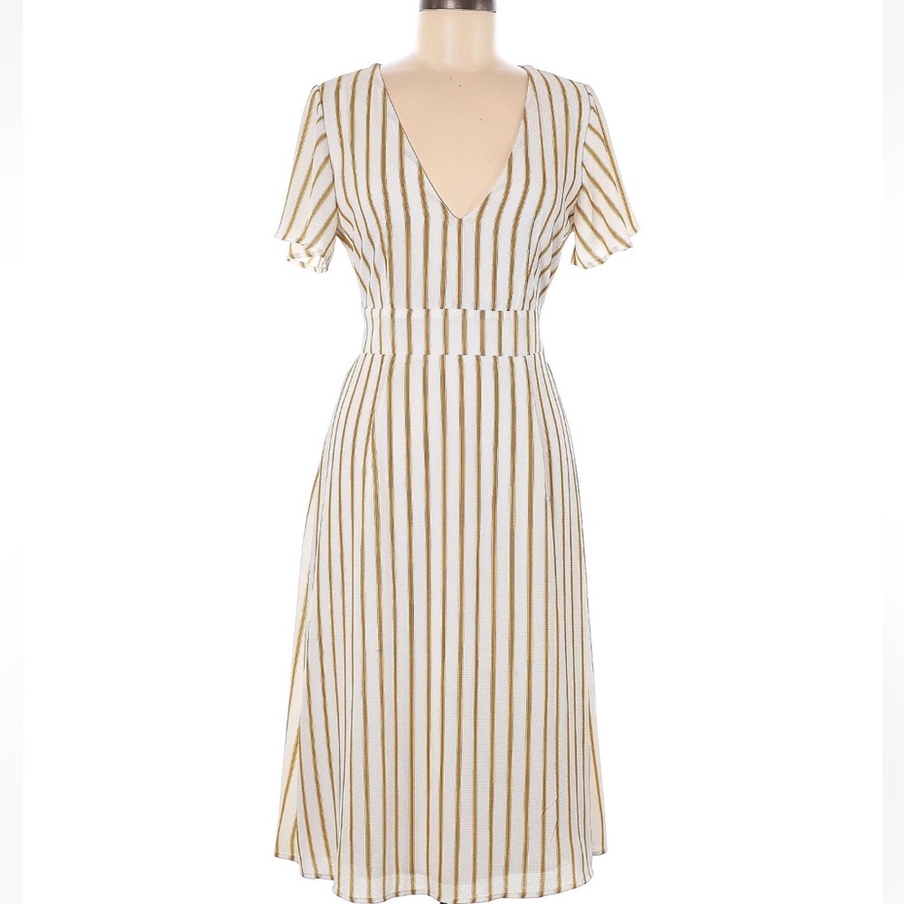 White & Yellow Midi Dress